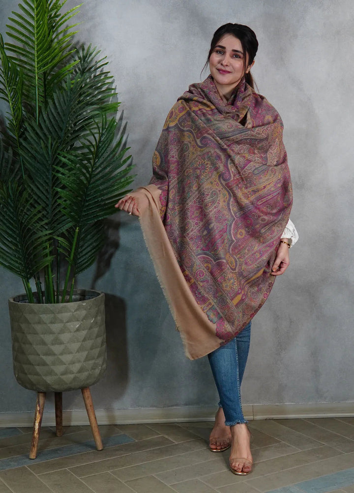 Sanaulla Exclusive Range Pashmina Shawl Mama D-14 Multi 03 - Winter Collection