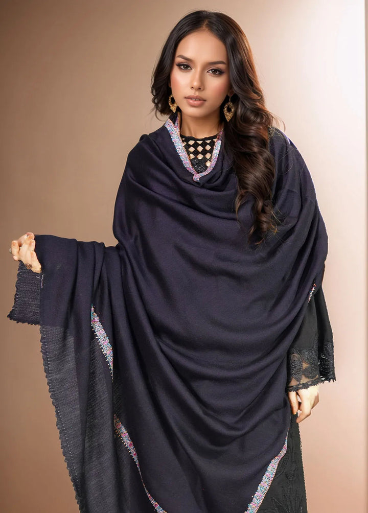 Sanaulla Exclusive Range Pashmina Shawl MAMA D-2 Black - Winter Collection