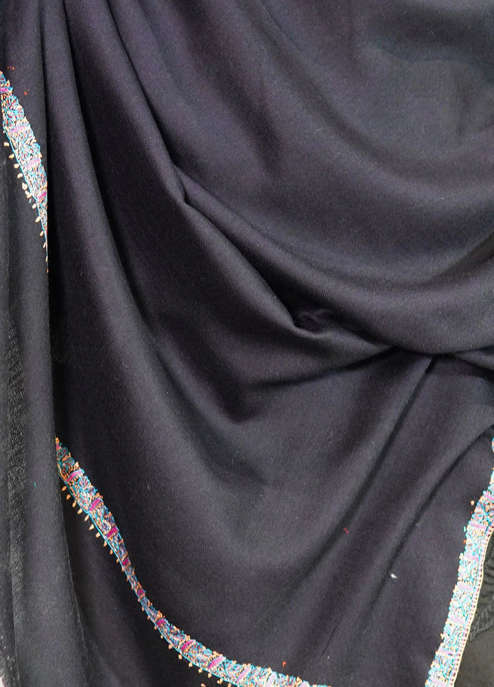 Sanaulla Exclusive Range Pashmina Shawl MAMA D-2 Black - Winter Collection