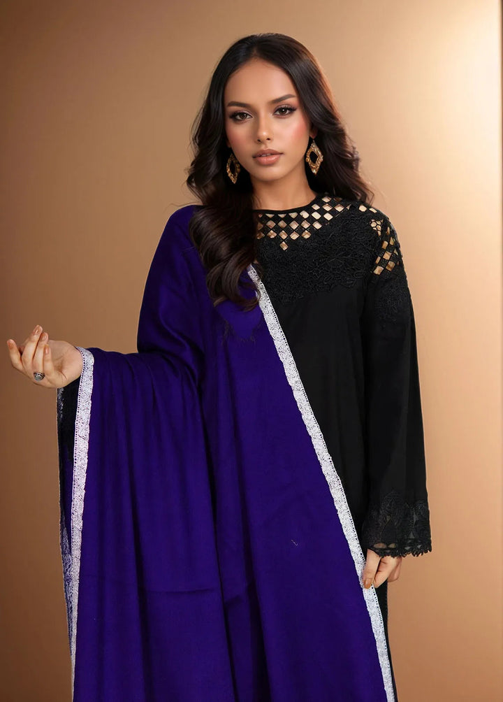 Sanaulla Exclusive Range Pashmina Shawl MAMA D-2 Blue - Winter Collection