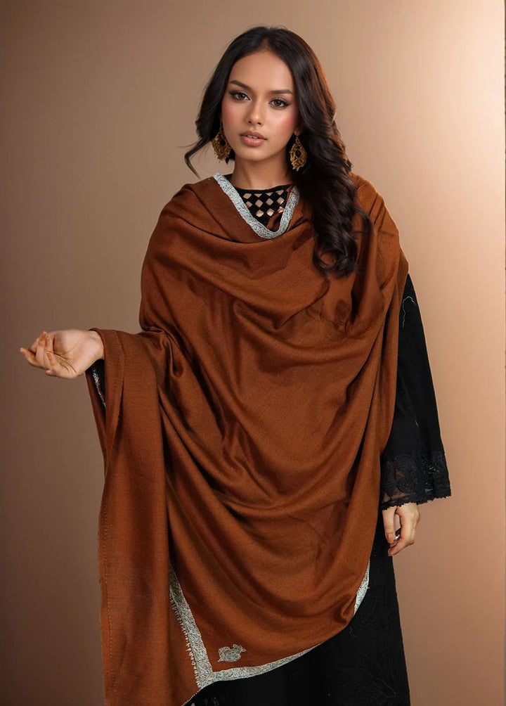Sanaulla Exclusive Range Pashmina Shawl MAMA D-2 Brown - Winter Collection
