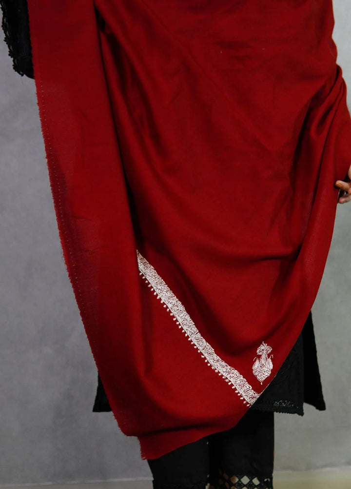 Sanaulla Exclusive Range Pashmina Shawl MAMA D-2 Mehroon 1 - Winter Collection