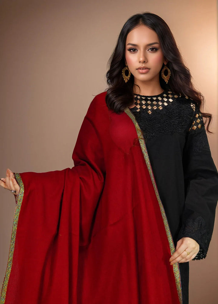 Sanaulla Exclusive Range Pashmina Shawl MAMA D-2 Mehroon 2 - Winter Collection