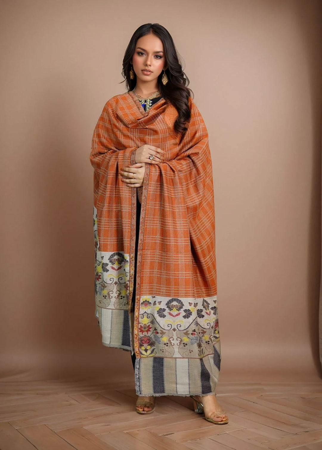 Sanaulla Exclusive Range Pashmina Shawl MAMA D-22 Multi 1 - Winter Collection