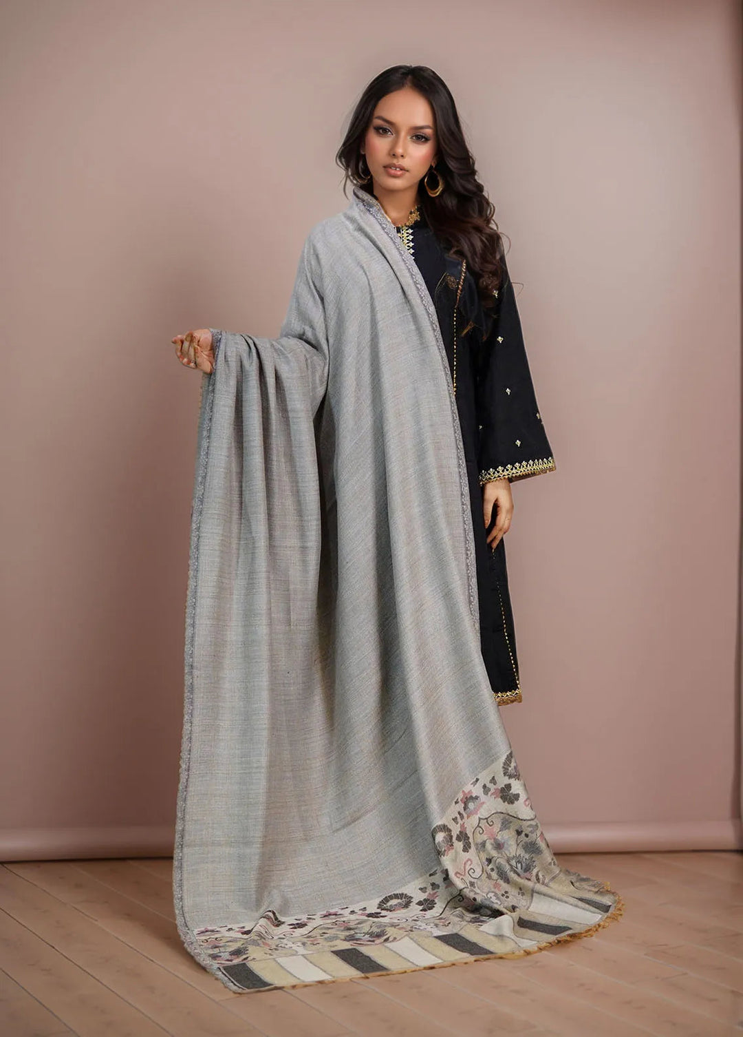 Sanaulla Exclusive Range Pashmina Shawl MAMA D-22 Multi 2 - Winter Collection