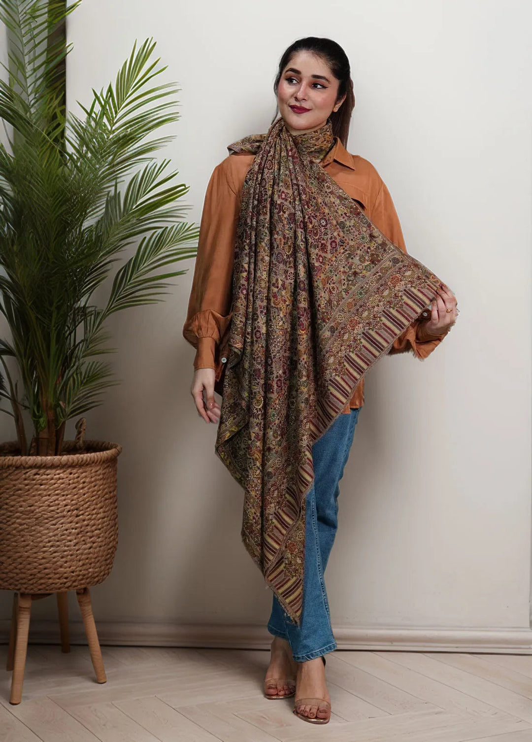 Sanaulla Exclusive Range Pashmina Shawl MAMA D-23 Multi 2 - Winter Collection