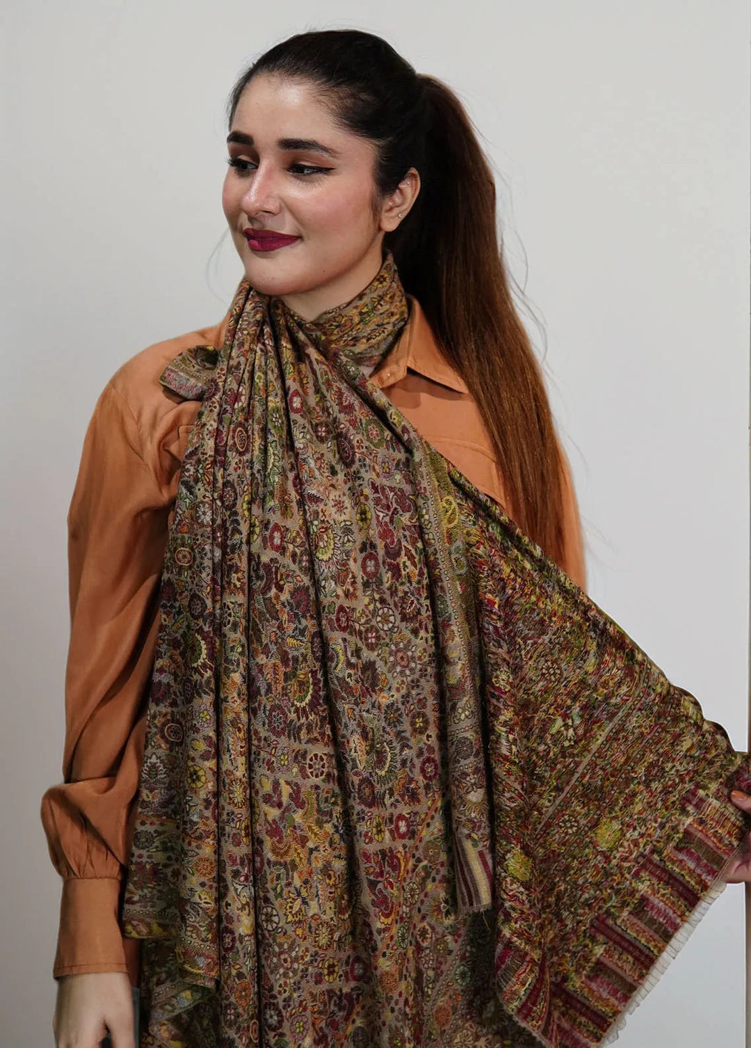 Sanaulla Exclusive Range Pashmina Shawl MAMA D-23 Multi 2 - Winter Collection