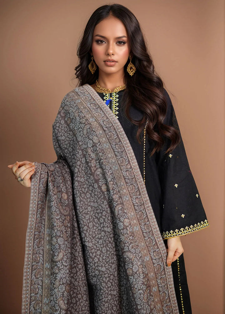 Sanaulla Exclusive Range Pashmina Shawl MAMA D-24 Dark Brown - Winter Collection