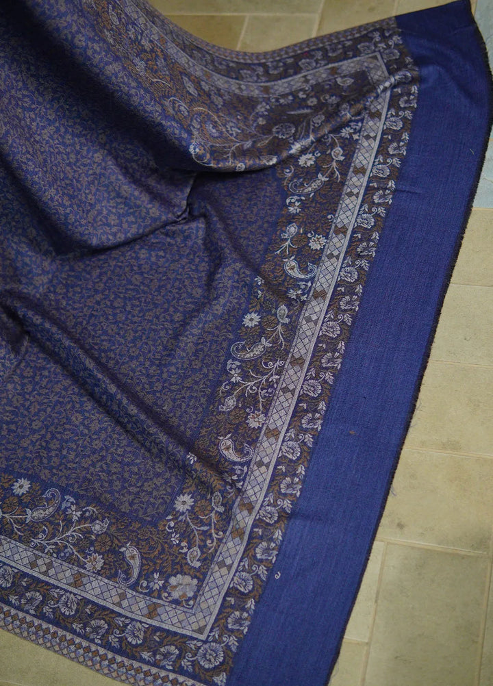 Sanaulla Exclusive Range Pashmina Shawl MAMA D-24 Navy Blue - Winter Collection