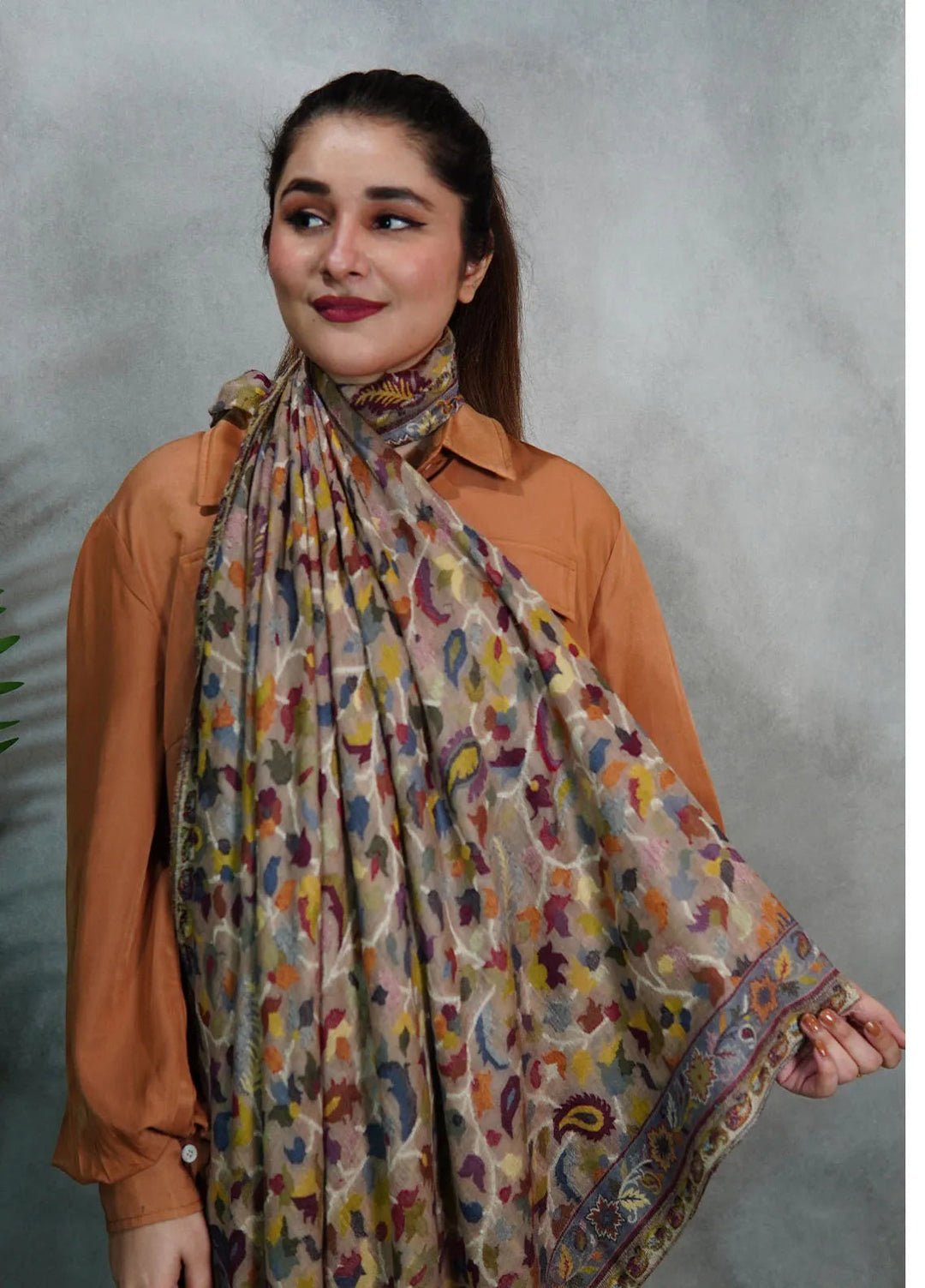 Sanaulla Exclusive Range Pashmina Shawl MAMA D-25 Multi 6 - Winter Collection