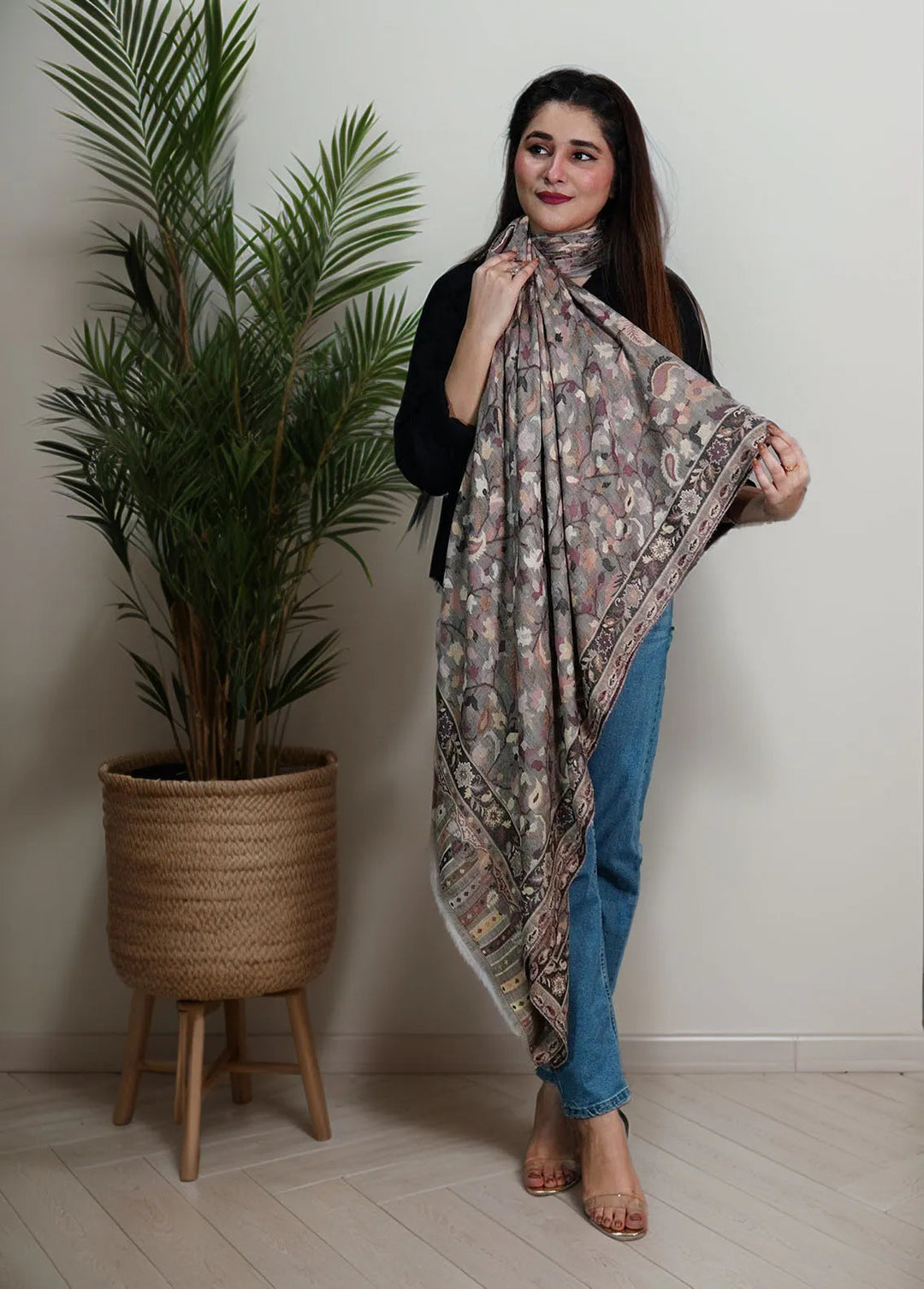Sanaulla Exclusive Range Pashmina Shawl MAMA D-25 Multi 7 - Winter Collection