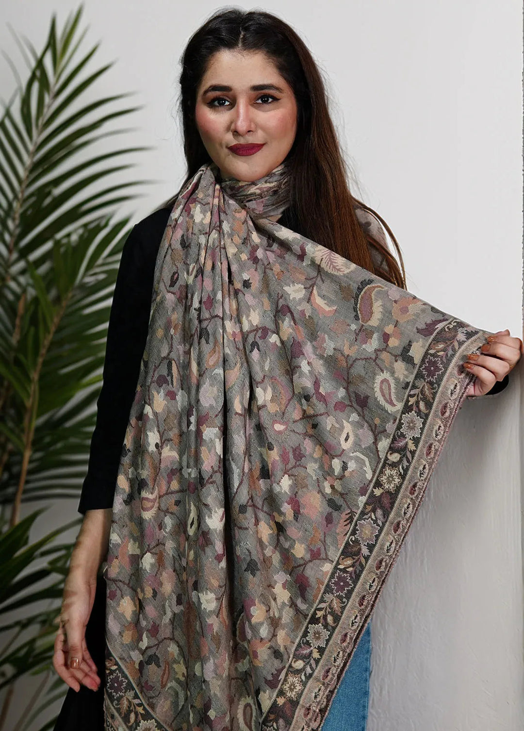 Sanaulla Exclusive Range Pashmina Shawl MAMA D-25 Multi 7 - Winter Collection