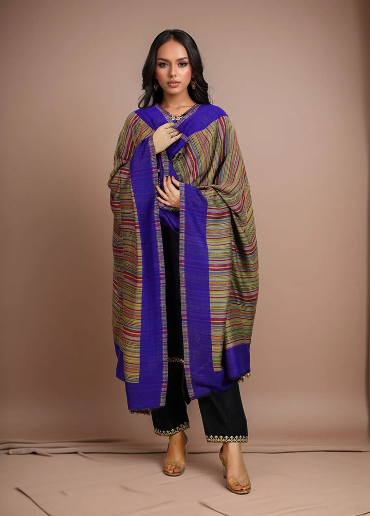 Sanaulla Exclusive Range Pashmina Shawl MAMA D-29 Blue - Winter Collection
