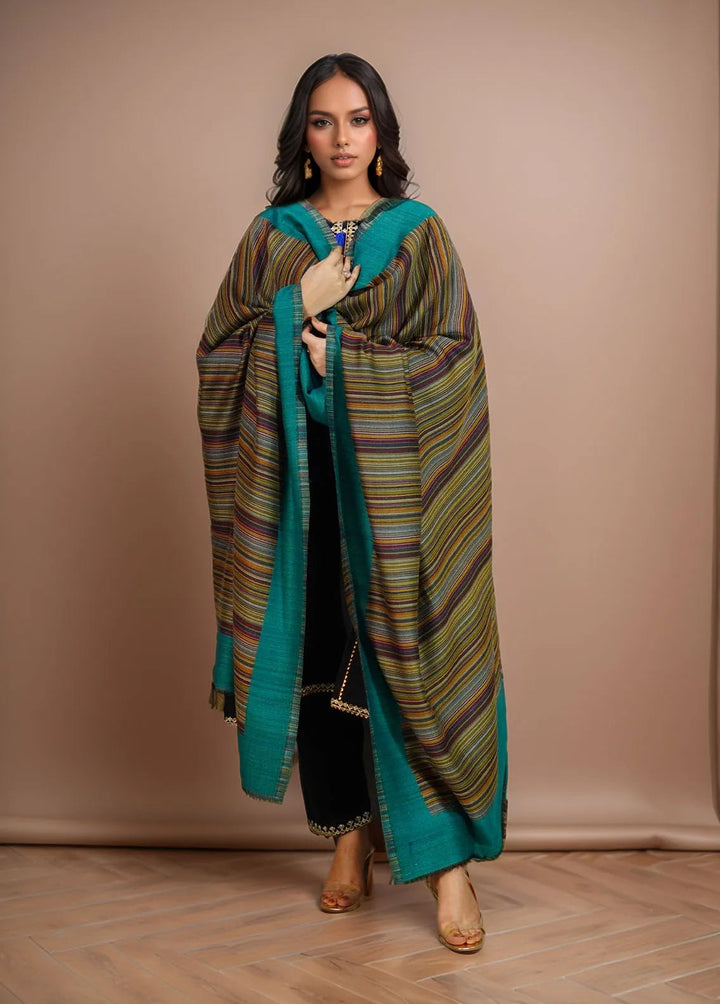 Sanaulla Exclusive Range Pashmina Shawl MAMA D-29 Green - Winter Collection