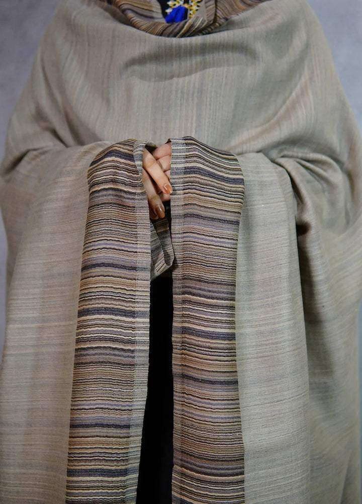 Sanaulla Exclusive Range Pashmina Shawl MAMA D-29 Light Grey - Winter Collection
