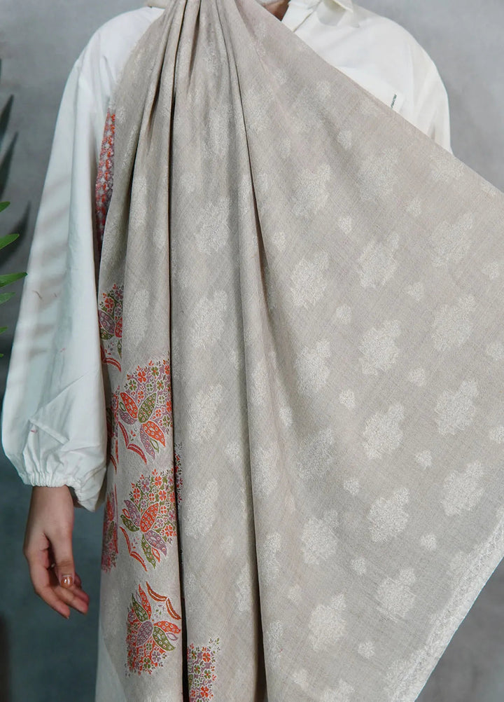 Sanaulla Exclusive Range Pashmina Shawl MAMA D-3 Fawn - Winter Collection