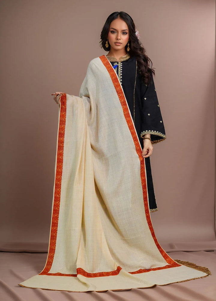 Sanaulla Exclusive Range Pashmina Shawl Mama D-35 Cream - Winter Collection