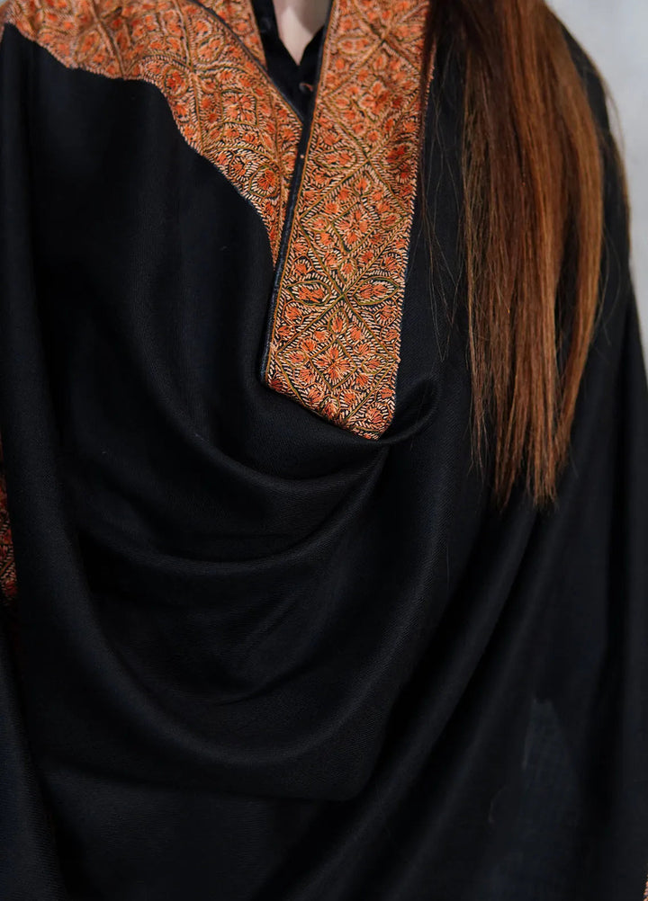 Sanaulla Exclusive Range Pashmina Shawl MAMA D-5 Black 1 - Winter Collection