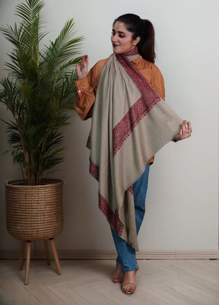 Sanaulla Exclusive Range Pashmina Shawl MAMA D-5 Brown 1 - Winter Collection