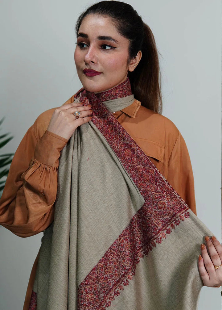 Sanaulla Exclusive Range Pashmina Shawl MAMA D-5 Brown 1 - Winter Collection