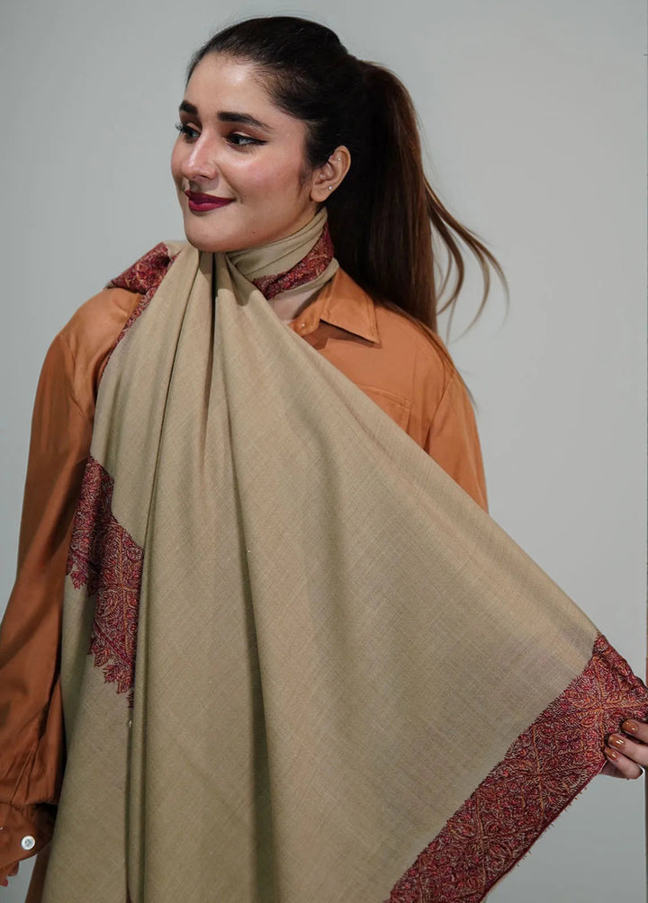 Sanaulla Exclusive Range Pashmina Shawl MAMA D-5 Brown - Winter Collection