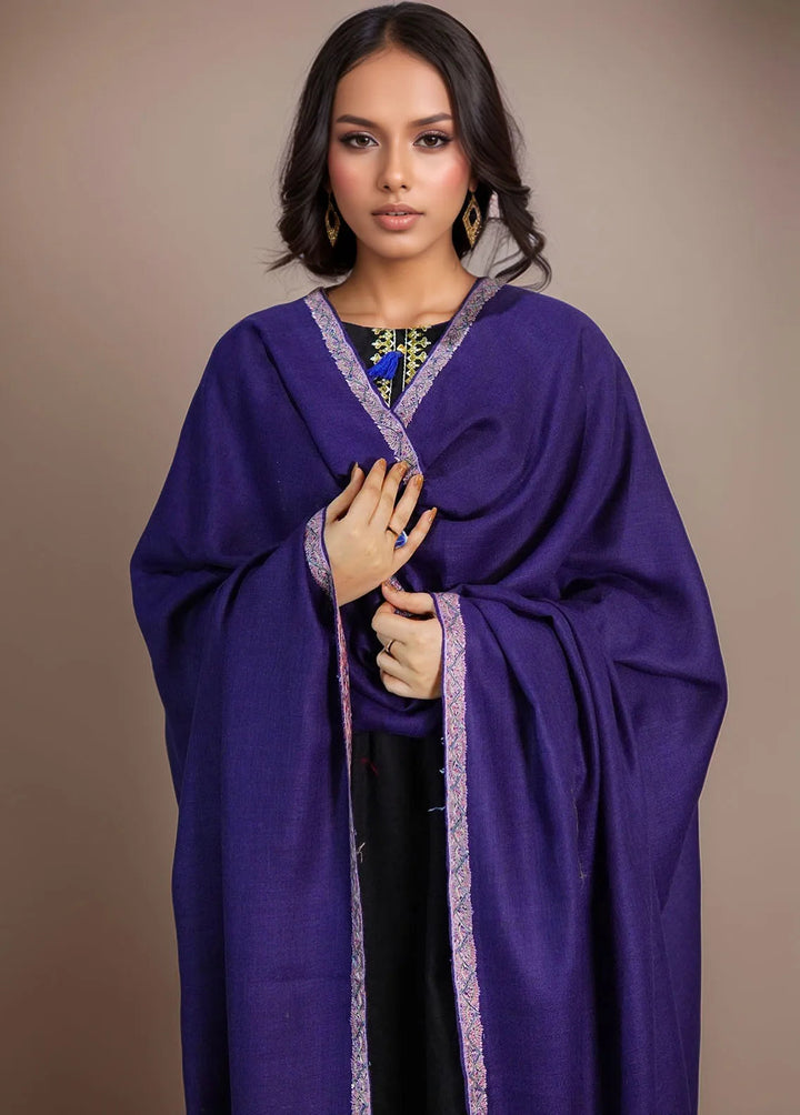 Sanaulla Exclusive Range Pashmina Shawl MAMA D-6 Blue - Winter Collection