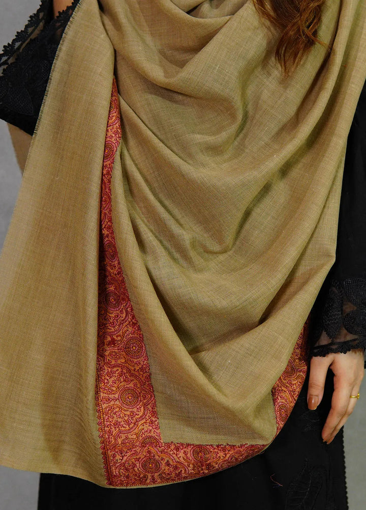 Sanaulla Exclusive Range Pashmina Shawl MAMA D-8 Dark Brown - Winter Collection