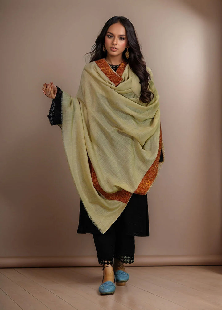 Sanaulla Exclusive Range Pashmina Shawl MAMA D-8 Fawn 3 - Winter Collection