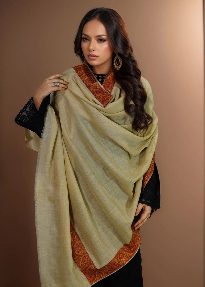 Sanaulla Exclusive Range Pashmina Shawl MAMA D-8 Fawn 3 - Winter Collection