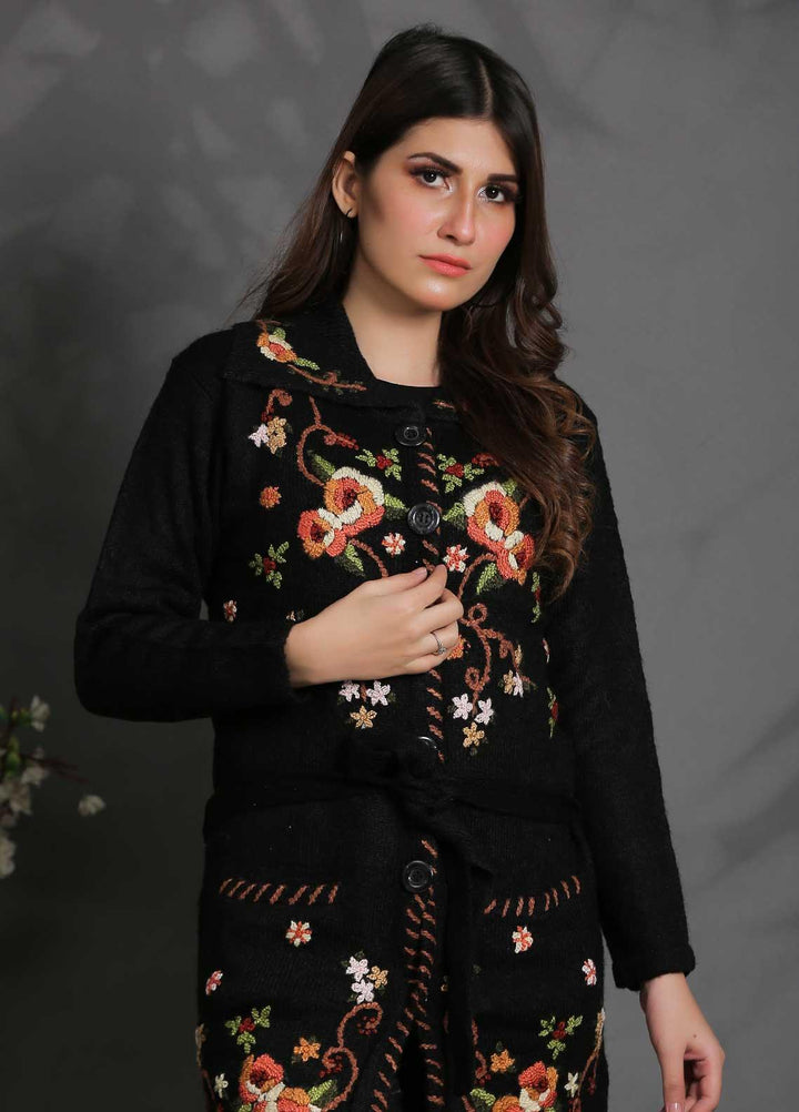 Sanaulla Exclusive Range Fancy Woolen Free Size  Sweater SUE21S G-F C3931-Black - Woolen Women Sweaters
