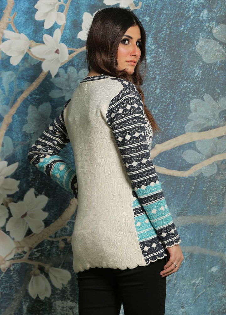 Sanaulla Exclusive Range Fancy Woolen Free Size  Sweater F181157-Blue - Woolen Women Sweaters