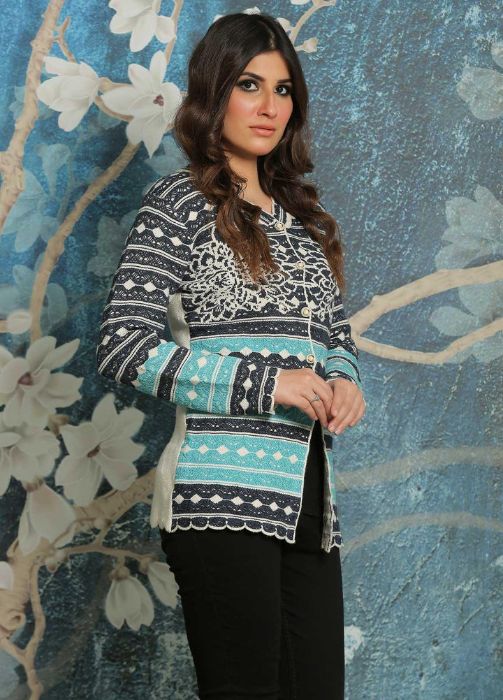 Sanaulla Exclusive Range Fancy Woolen Free Size  Sweater F181157-Blue - Woolen Women Sweaters