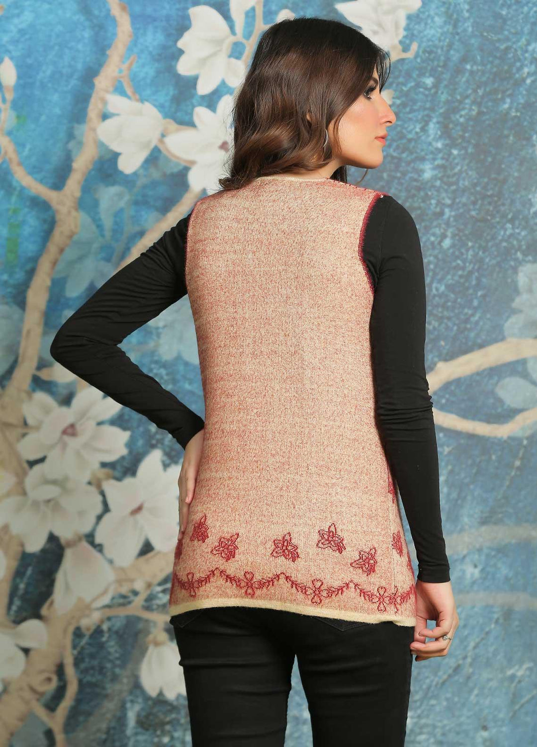 Sanaulla Exclusive Range Fancy Woolen Free Size  Sweater F24-Maroon - Woolen Women Sweaters