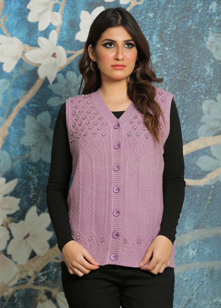 Sanaulla Exclusive Range Fancy Woolen Free Size  Sweater E8331-Purple - Woolen Women Sweaters