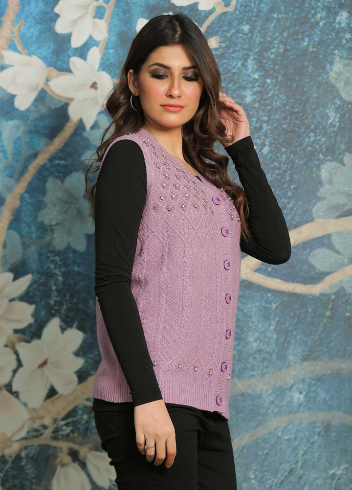 Sanaulla Exclusive Range Fancy Woolen Free Size  Sweater E8331-Purple - Woolen Women Sweaters