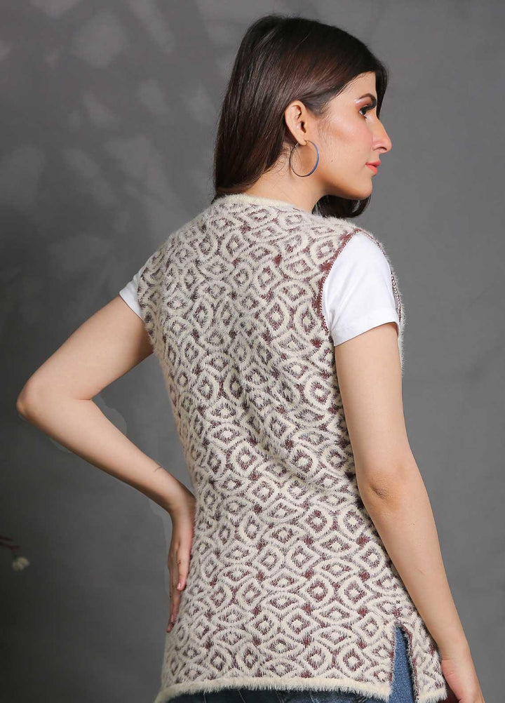 Sanaulla Exclusive Range Fancy Woolen Free Size  Sweater SUE21S G-F E31852-D Brown - Woolen Women Sweaters