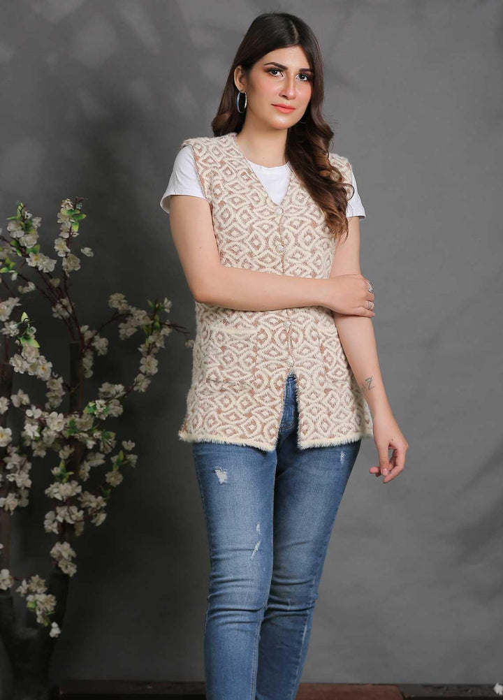 Sanaulla Exclusive Range Fancy Woolen Free Size  Sweater SUE21S G-F E31852-L Brown - Woolen Women Sweaters