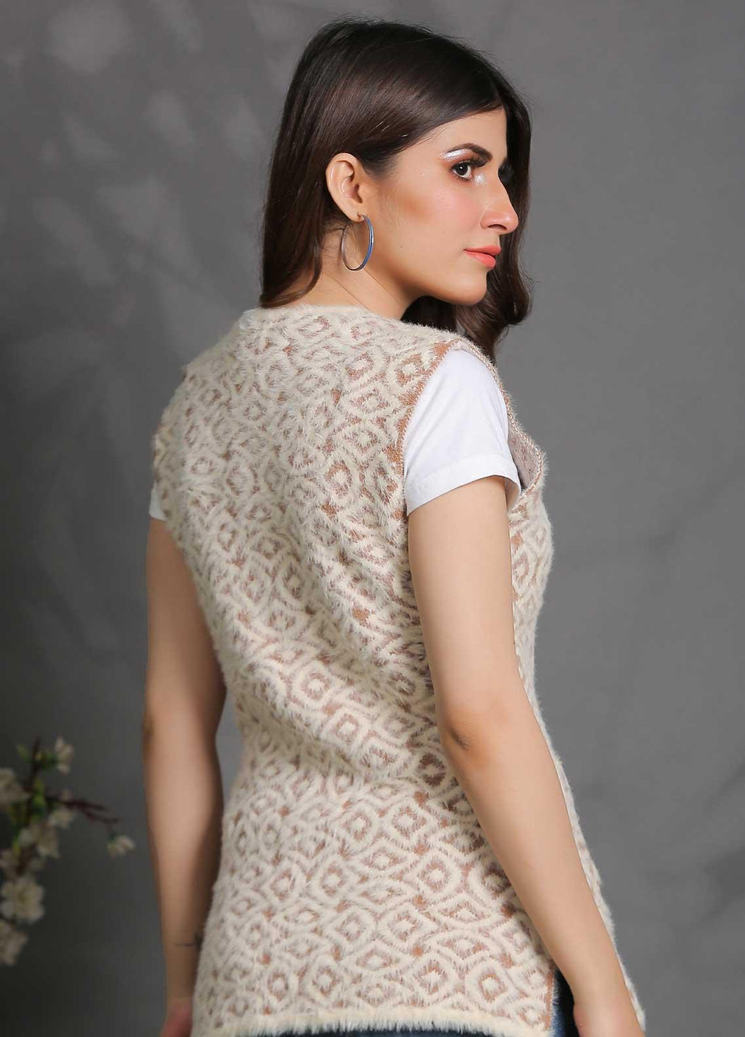 Sanaulla Exclusive Range Fancy Woolen Free Size  Sweater SUE21S G-F E31852-L Brown - Woolen Women Sweaters