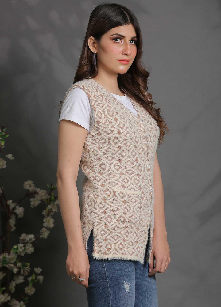 Sanaulla Exclusive Range Fancy Woolen Free Size  Sweater SUE21S G-F E31852-L Brown - Woolen Women Sweaters