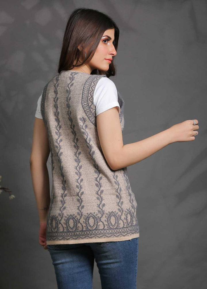 Sanaulla Exclusive Range Fancy Woolen Free Size  Sweater SUE21S G-F F16-D Fawn - Woolen Women Sweaters