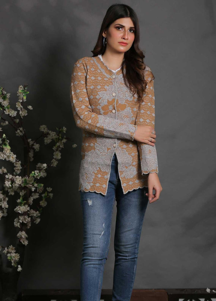 Sanaulla Exclusive Range Fancy Woolen Free Size  Sweater SUE21S G-F F181146-70-Brown - Woolen Women Sweaters
