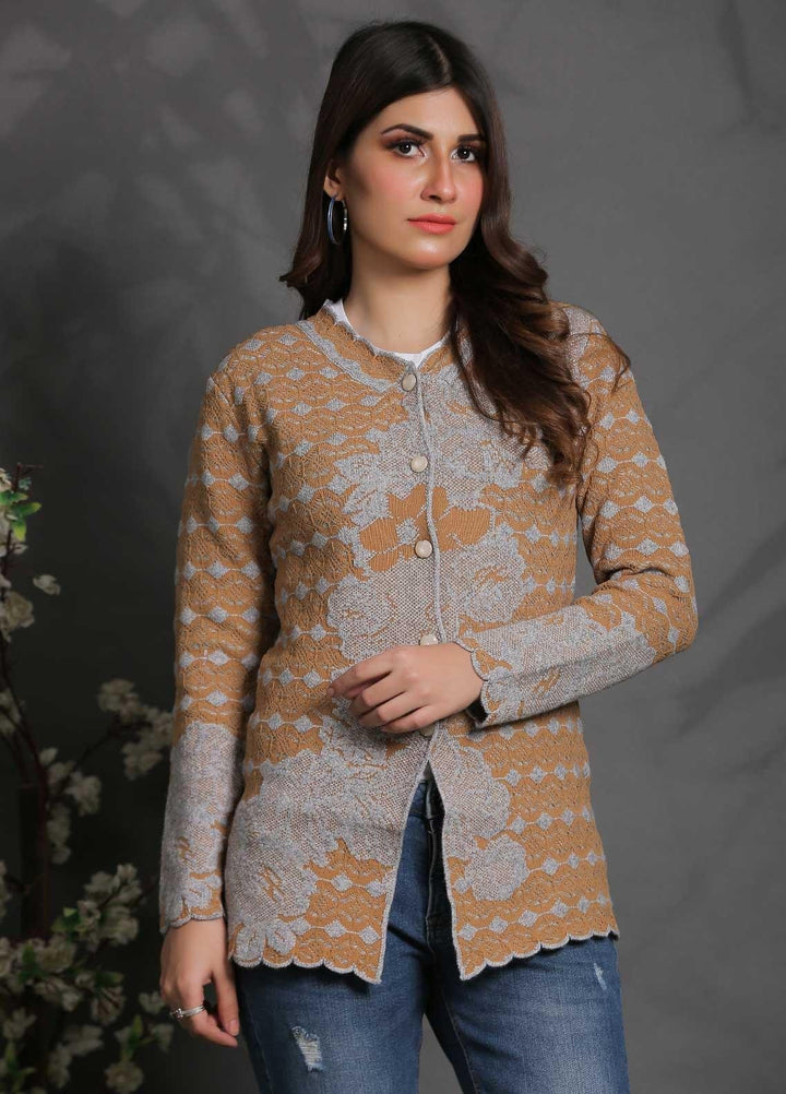Sanaulla Exclusive Range Fancy Woolen Free Size  Sweater SUE21S G-F F181146-70-Brown - Woolen Women Sweaters