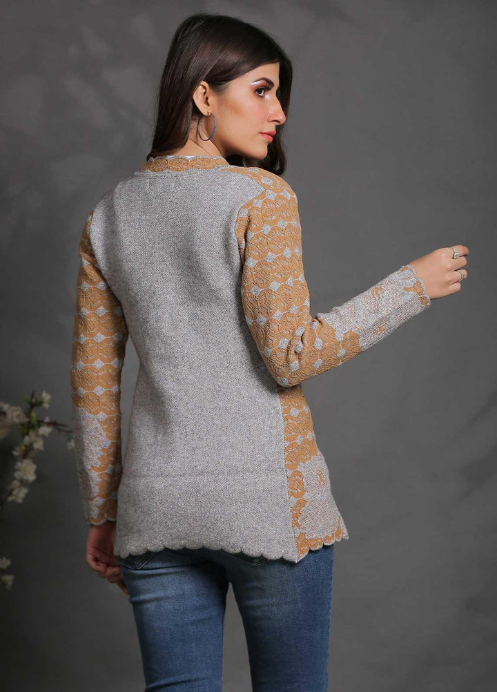 Sanaulla Exclusive Range Fancy Woolen Free Size  Sweater SUE21S G-F F181146-70-Brown - Woolen Women Sweaters