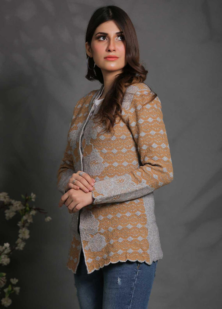 Sanaulla Exclusive Range Fancy Woolen Free Size  Sweater SUE21S G-F F181146-70-Brown - Woolen Women Sweaters