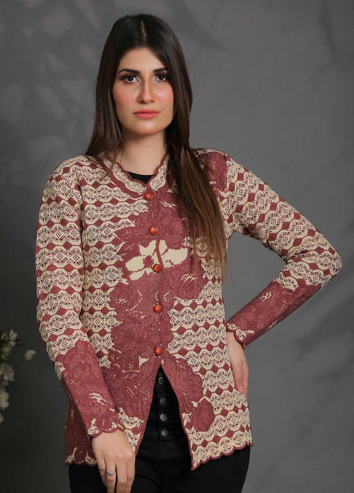 Sanaulla Exclusive Range Fancy Woolen Free Size  Sweater SUE21S G-F F181146-70-Rust - Woolen Women Sweaters