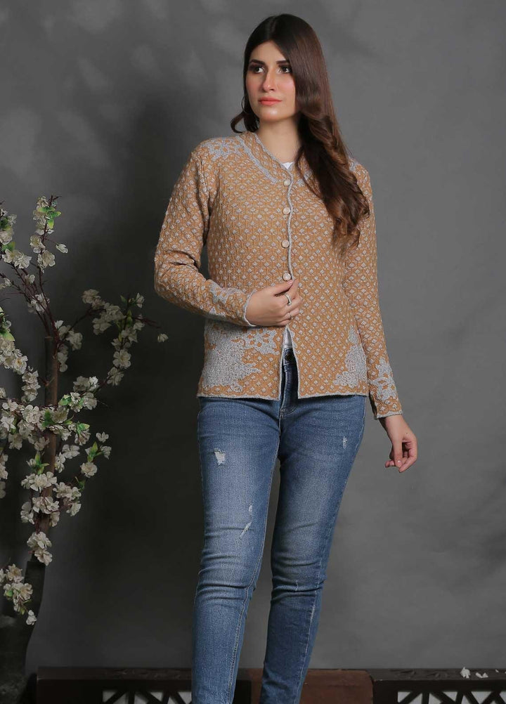 Sanaulla Exclusive Range Fancy Woolen Free Size  Sweater SUE21S G-F F181130-60-L Brown - Woolen Women Sweaters