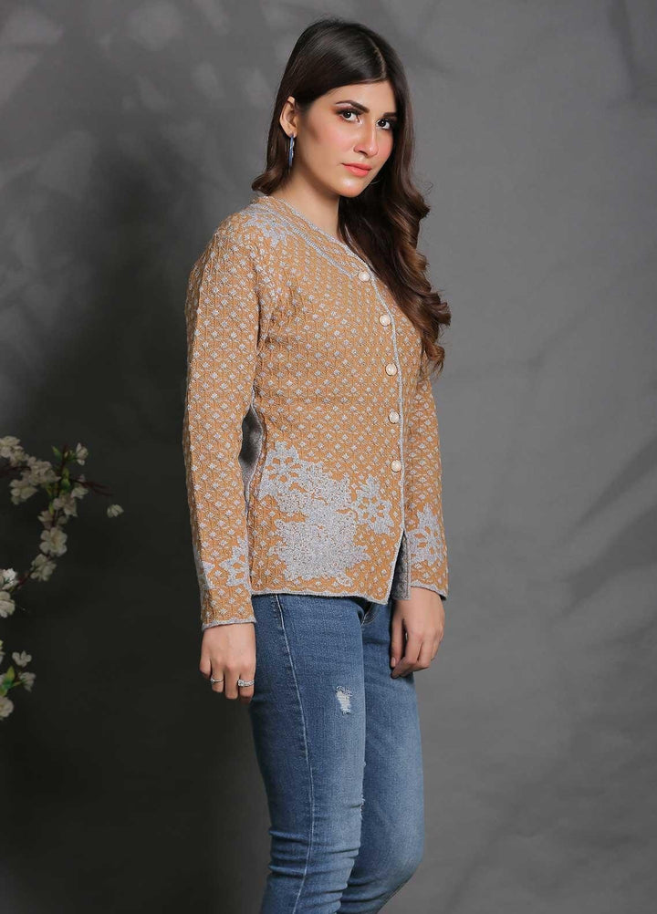 Sanaulla Exclusive Range Fancy Woolen Free Size  Sweater SUE21S G-F F181130-60-L Brown - Woolen Women Sweaters