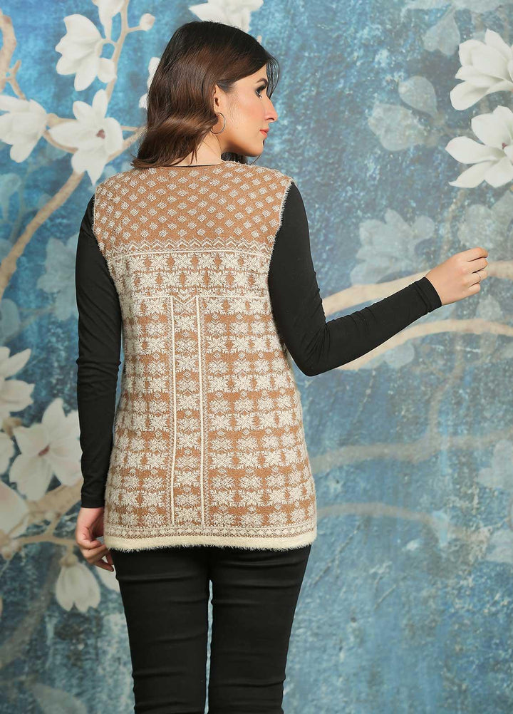 Sanaulla Exclusive Range Fancy Woolen Free Size  Sweater E525-Brown - Woolen Women Sweaters
