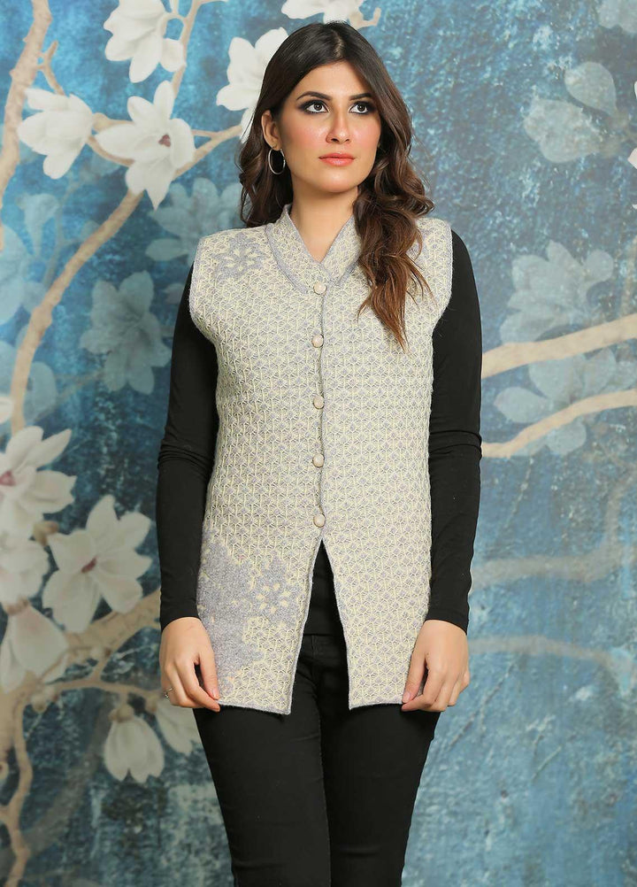 Sanaulla Exclusive Range Fancy Woolen Free Size  Sweater F181130-70-1-Grey - Woolen Women Sweaters