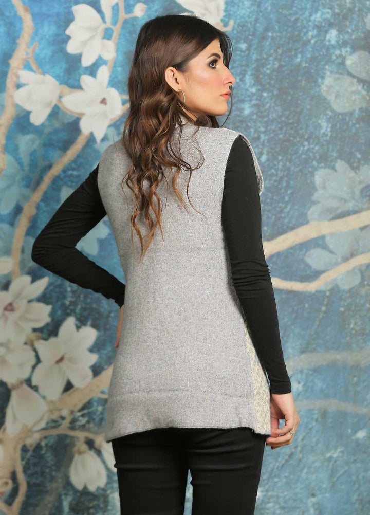 Sanaulla Exclusive Range Fancy Woolen Free Size  Sweater F181130-70-1-Grey - Woolen Women Sweaters